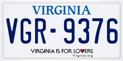 VA license plate VGR9376