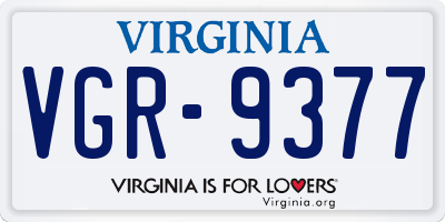 VA license plate VGR9377