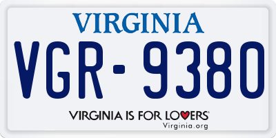 VA license plate VGR9380