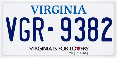 VA license plate VGR9382
