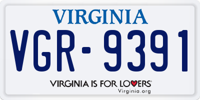 VA license plate VGR9391