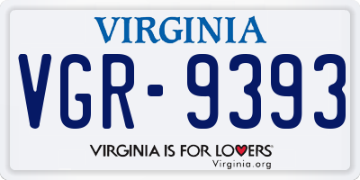 VA license plate VGR9393