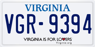 VA license plate VGR9394