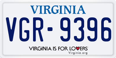 VA license plate VGR9396