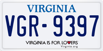 VA license plate VGR9397