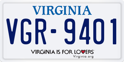 VA license plate VGR9401