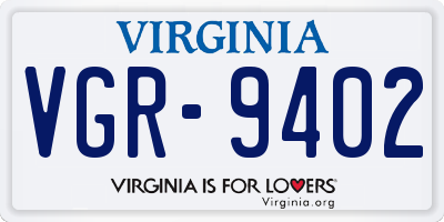 VA license plate VGR9402