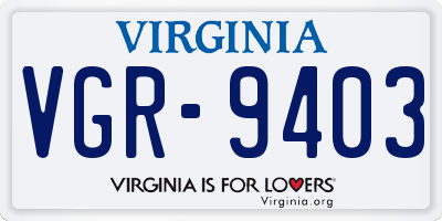 VA license plate VGR9403