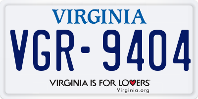 VA license plate VGR9404
