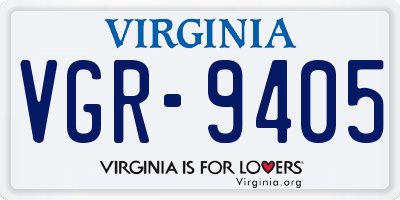 VA license plate VGR9405