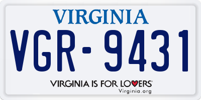 VA license plate VGR9431