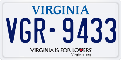 VA license plate VGR9433