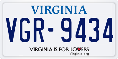 VA license plate VGR9434