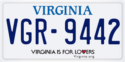 VA license plate VGR9442