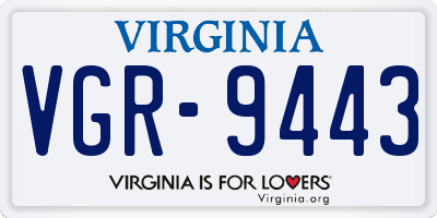 VA license plate VGR9443