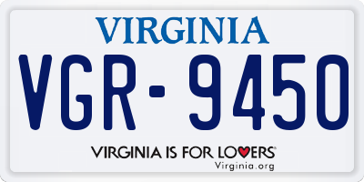 VA license plate VGR9450