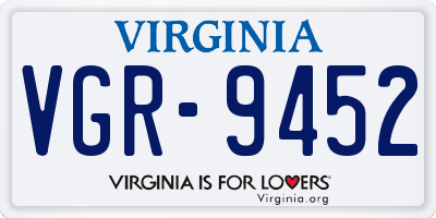 VA license plate VGR9452