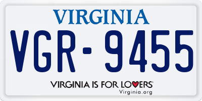 VA license plate VGR9455