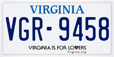 VA license plate VGR9458
