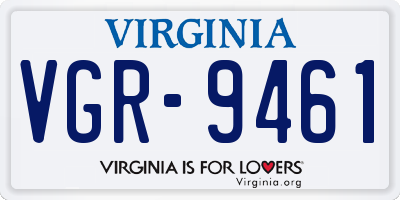 VA license plate VGR9461