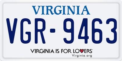 VA license plate VGR9463