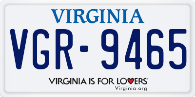 VA license plate VGR9465