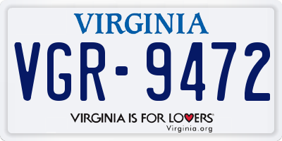 VA license plate VGR9472