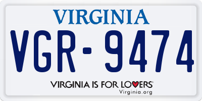 VA license plate VGR9474