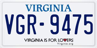 VA license plate VGR9475