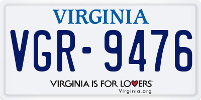 VA license plate VGR9476