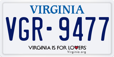 VA license plate VGR9477