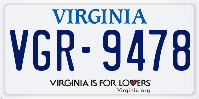VA license plate VGR9478