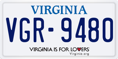 VA license plate VGR9480