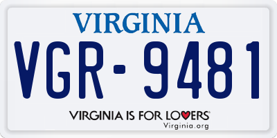 VA license plate VGR9481