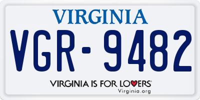 VA license plate VGR9482