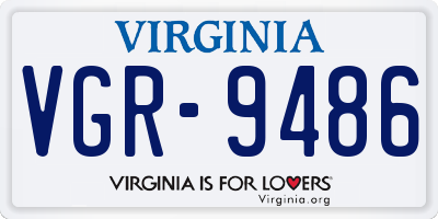 VA license plate VGR9486