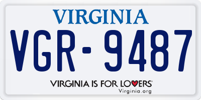 VA license plate VGR9487