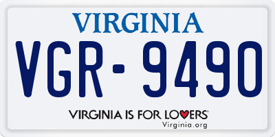 VA license plate VGR9490
