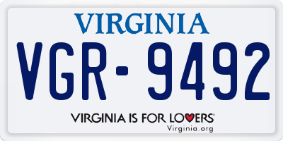 VA license plate VGR9492
