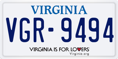 VA license plate VGR9494