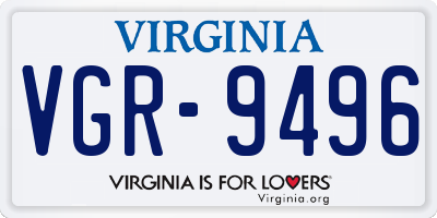 VA license plate VGR9496