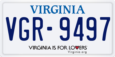 VA license plate VGR9497