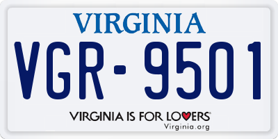 VA license plate VGR9501