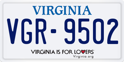 VA license plate VGR9502