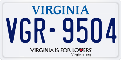 VA license plate VGR9504