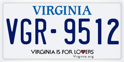 VA license plate VGR9512
