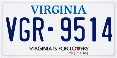 VA license plate VGR9514