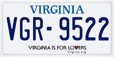 VA license plate VGR9522