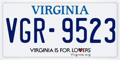 VA license plate VGR9523