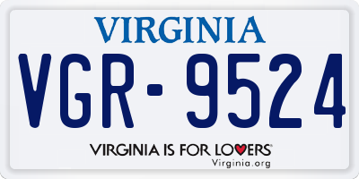 VA license plate VGR9524